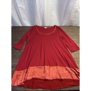 PJ Harlow Kiki Red Women's Medium Ribbed Satin Trim Pajama Top